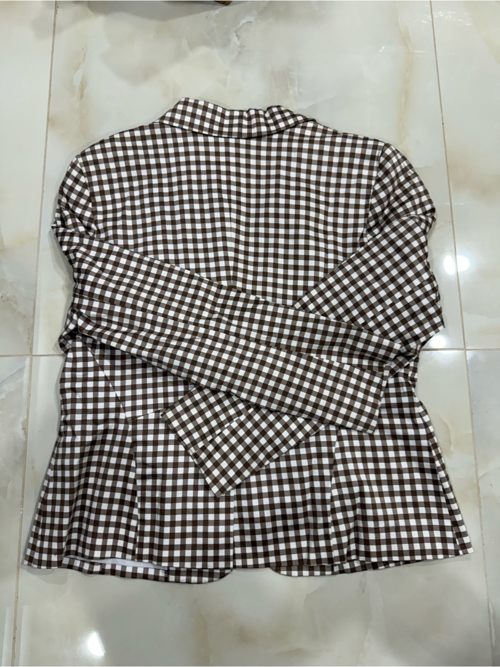 Checked Brown & White Blazer - Women - Picture 2 of 4